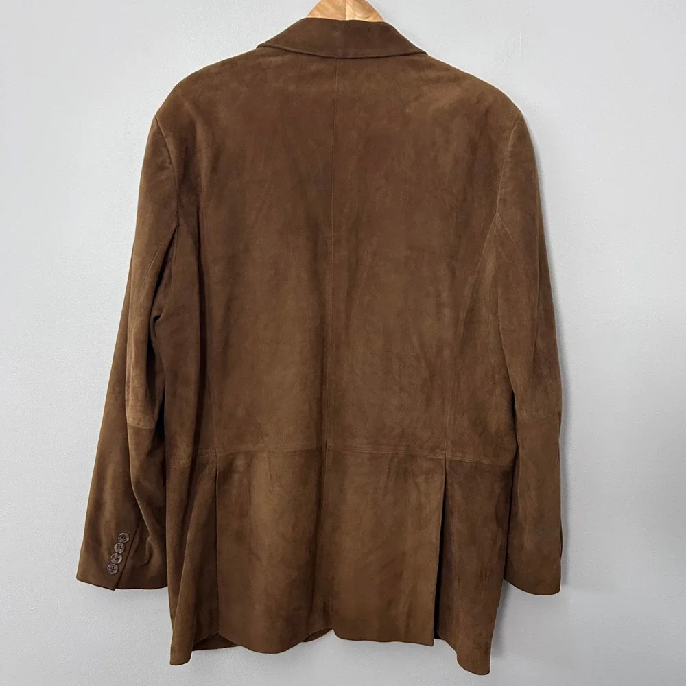 John W Nordstrom Goat Suede Sport Coat Mens 42L Brown Leather Blazer Jacket